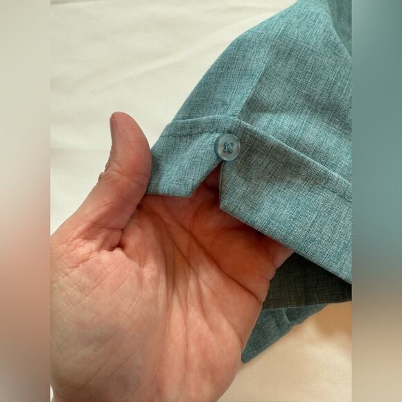 CUBAVERA Men’s Short Sleeve Guayabera Style Shirt Teal Blue Button Front Size S - Picture 5 of 13